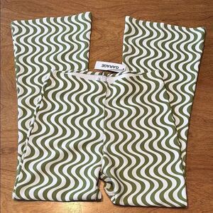 NWT Garage Olive and White Wave Flare Pants